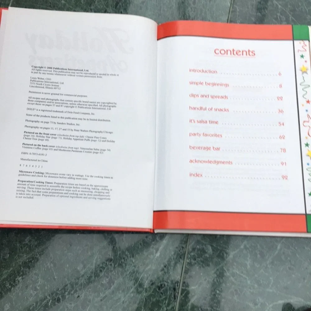 Holiday Appetizers Cookbook coffee table book